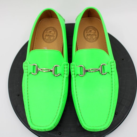 Amali Summer Driving Moccasin Loafer With Silver Ornament Lime Green 8.5M NWOB - Picture 2 of 8
